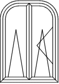 Korbbogenfenster - Typ A440S - wie V440S angeschlagen: 1 x Flügel D/K 1 x Flügel D mit Stulp Korbogenfenster - Typ A440S - wie V440S angeschlagen: 1 x Flügel D/K 1 x Flügel D mit Stulp