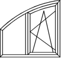Spitzbogenfenster Typ A172 - wie V172 angeschlagen: 1 x Flügel Dreh/Kipp Spitzbogenfenster Typ A172 - wie V172 angeschlagen: 1 x Flügel Dreh/Kipp