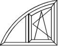 Spitzbogenfenster Typ A72 - wie V72 angeschlagen: 1 x Flügel Dreh/Kipp Spitzbogenfenster Typ A72 - wie V72 angeschlagen: 1 x Flügel Dreh/Kipp