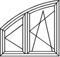 Spitzbogenfenster Typ A171 - wie V171 angeschlagen: 1 x Flügel Dreh/Kipp; 1 x Flügel Dreh Spitzbogenfenster Typ A171 - wie V171 angeschlagen: 1 x Flügel Dreh/Kipp; 1 x Flügel Dreh