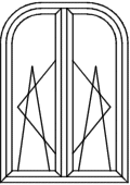Korbbogenfenster - Typ A440PF - wie V440PF angeschlagen: 2 x Flügel D/K Korbogenfenster - Typ A440PF - wie V440PF angeschlagen: 2 x Flügel D/K